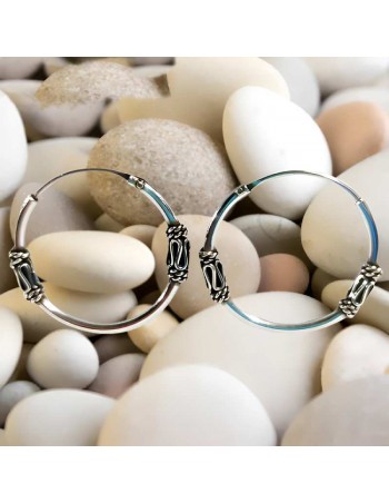Aros de plata labrados 22mm- Joyería étnica, Joyas de plata, piercings 2