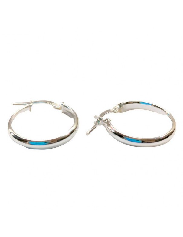 Aros de plata lisos 25mm con cierre de click. Envío 24/48 horas.