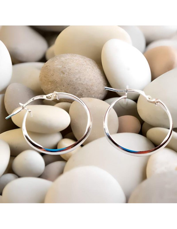 Aros de plata lisos 25mm con cierre de click. Envío 24/48 horas.