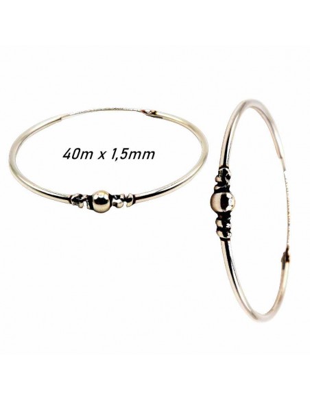 "Aros de plata" Bali de 40mm. Aros de plata mujer.