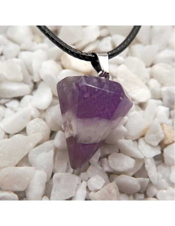 Exquisito Colgante de Amatista en Forma de Péndulo Hexagonal - Joyería de Piedra Natural
