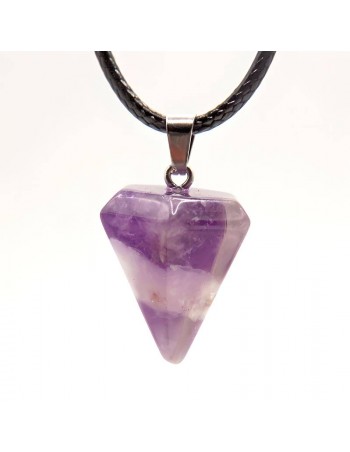 Exquisito Colgante de Amatista en Forma de Péndulo Hexagonal - Joyería de Piedra Natural 2