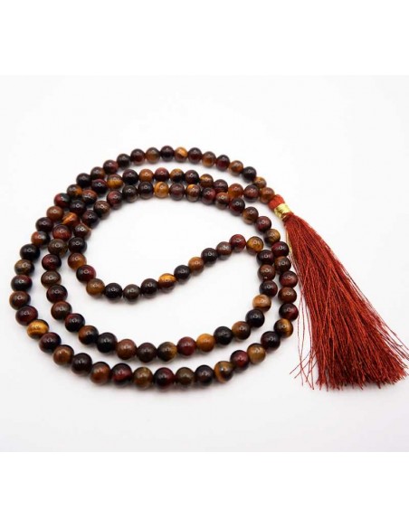 Japa mala autentico con cuentas de ojo de tigre