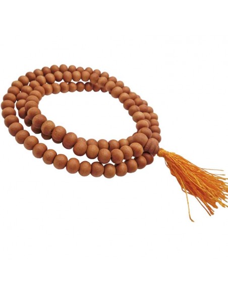 Collar japa mala de madera de sándalo, hecho de forma artesanal
