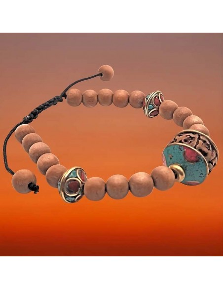 Pulsera Japa Mala Tibetana de Madera de Sándalo y Rudraksha