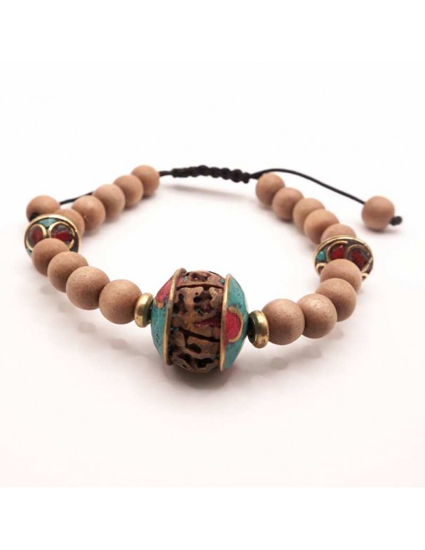 Pulsera Japa Mala Tibetana de Madera de Sándalo y Rudraksha