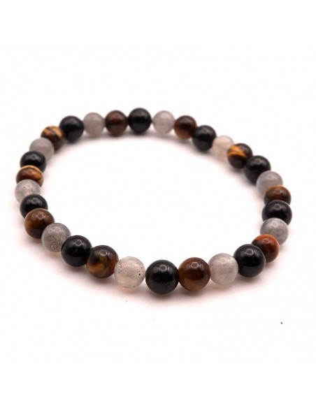 El poder de tres piedras: Labradorita, Turmalina Negra y Ojo de Tigre en una pulsera