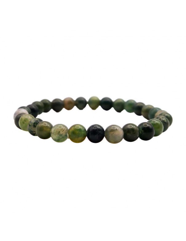Pulsera de Cuentas Ágata Musgo: Naturaleza y Paz Interior