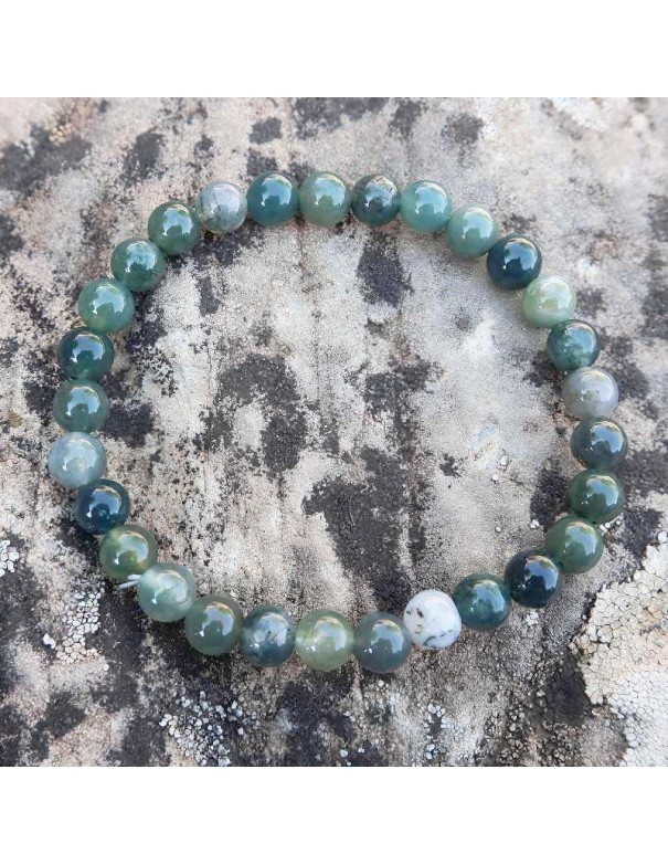 Pulsera de Cuentas Ágata Musgo: Naturaleza y Paz Interior