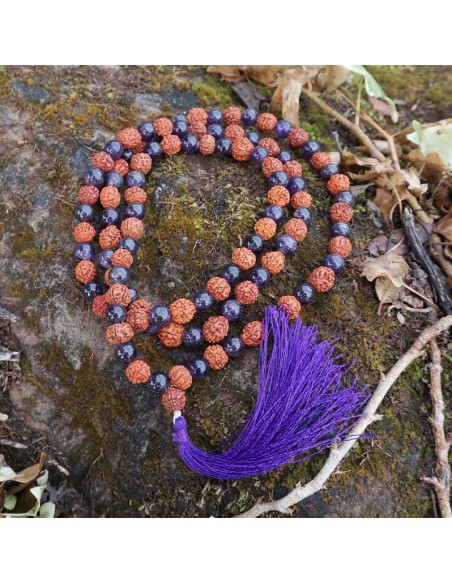 Japa Mala de Rudraksha y Amatista: Energía Espiritual y Protección