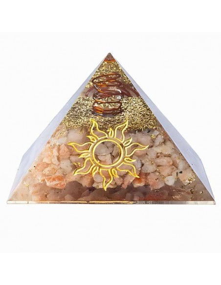 Pirámide de Orgonita con Piedra de Sol - Energía y Protección