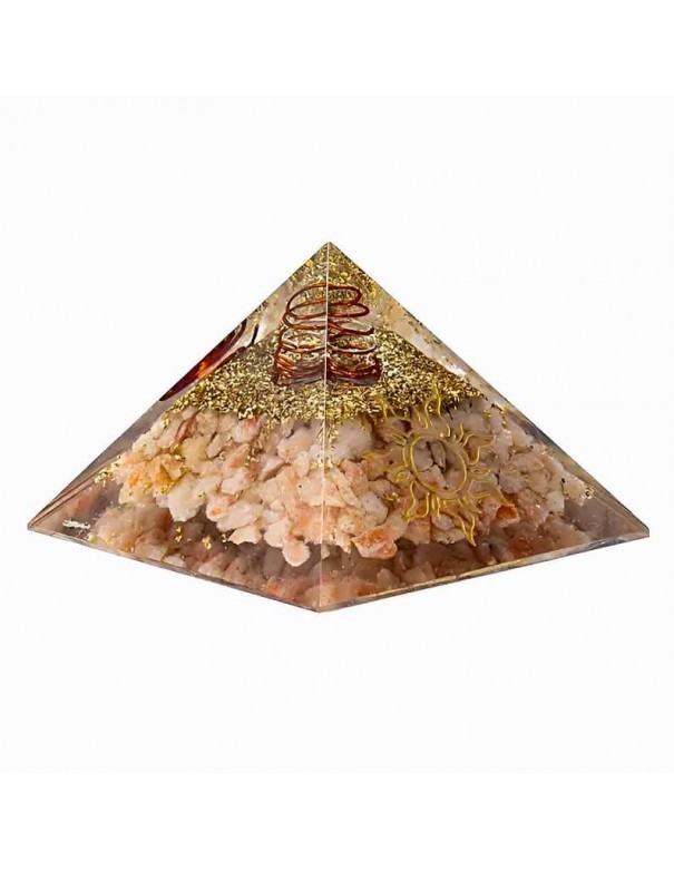 Pirámide de Orgonita con Piedra de Sol - Energía y Protección