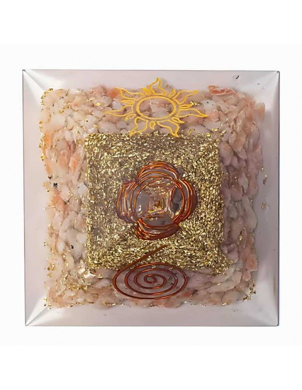 Pirámide de Orgonita con Piedra de Sol - Energía y Protección
