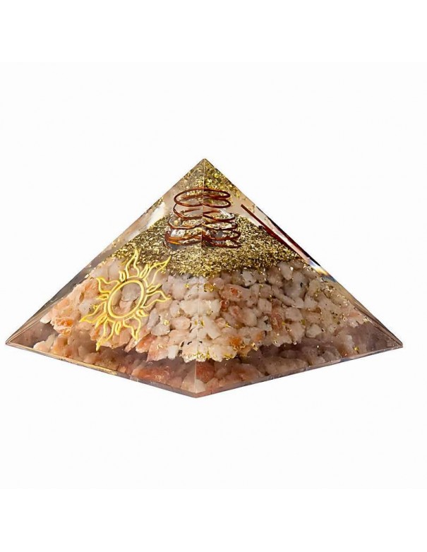 Pirámide de Orgonita con Piedra de Sol - Energía y Protección