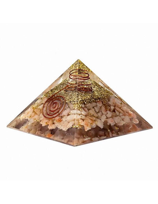 Pirámide de Orgonita con Piedra de Sol - Energía y Protección