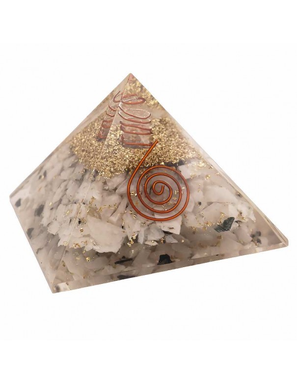 Pirámide de Orgonita y Piedra de Luna 7,5x7,5 cm - Equilibrio y Energía Protectora
