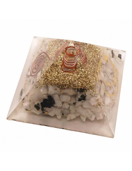 Pirámide de Orgonita y Piedra de Luna 7,5x7,5 cm - Equilibrio y Energía Protectora