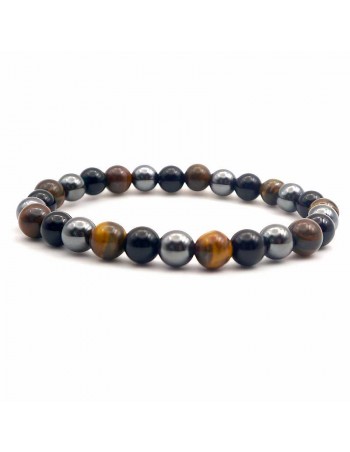 Pulsera para Hombre de Piedra Natural Ojo de Tigre, Ónix y Hematita. 2