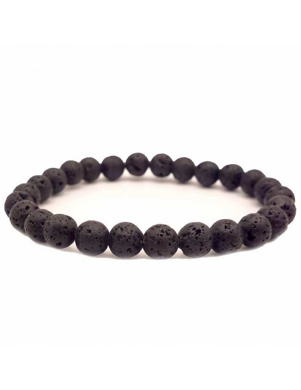 Pulsera de piedra de lava negra para hombre - Cuentas de 8 mm
