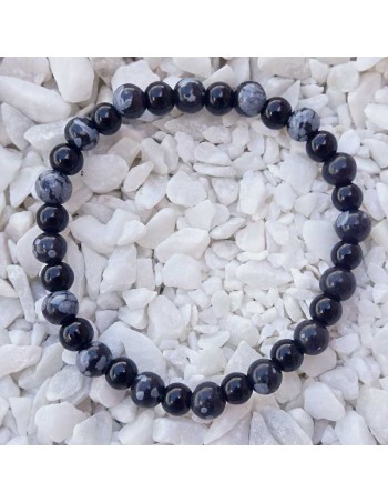 Pulsera Antiestrés de Obsidiana Nevada y Ónix- Protección y equilibrio