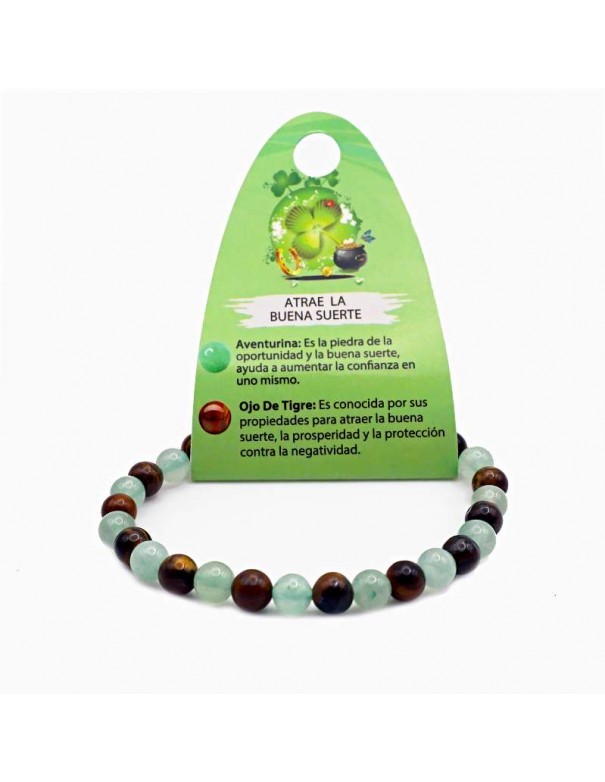 Pulsera de Ojo de Tigre y Aventurina - Energía Protectora y Buena Suerte