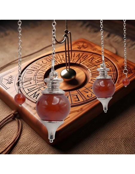 Péndulo de Cornalina con Cadena de Acero: Energía y Armonización de Chakras