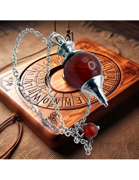 Péndulo de Cornalina con Cadena de Acero: Energía y Armonización de Chakras