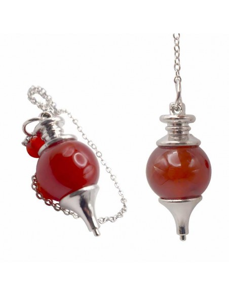 Péndulo de Cornalina con Cadena de Acero: Energía y Armonización de Chakras