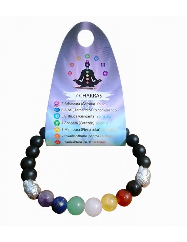 Pulsera con piedra shungita y piedras siete chakras