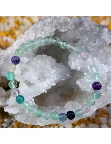 Pulsera de Fluorita Multicolor de 6mm – Energía, Armonía y Estilo