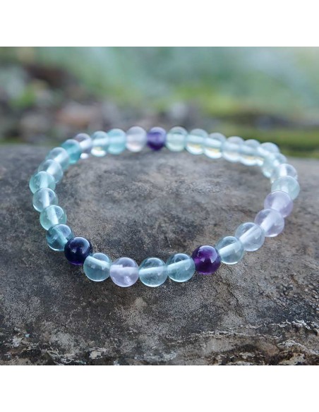 Pulsera de Fluorita Multicolor de 6mm – Energía, Armonía y Estilo
