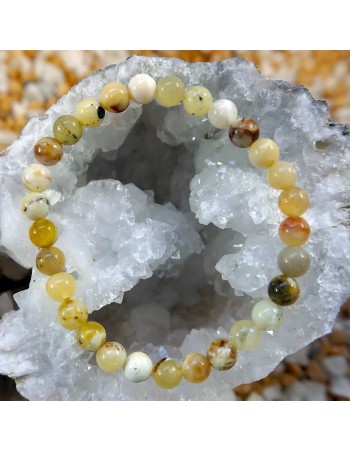 Pulsera de Ópalo Amarillo 6mm Ajustable – Energía, Confianza y Equilibrio