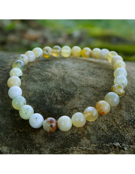 Pulsera de Ópalo Amarillo 6mm Ajustable – Energía, Confianza y Equilibrio