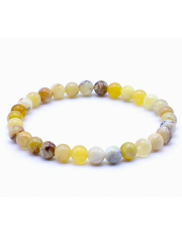 Pulsera de Ópalo Amarillo 6mm Ajustable – Energía, Confianza y Equilibrio