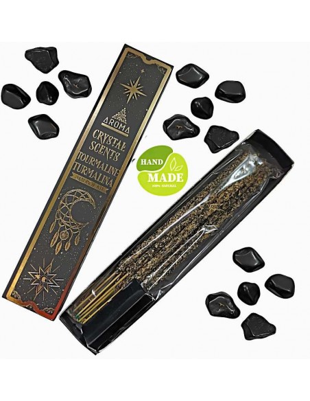 Incienso Cristal Turmalina – Purificación Energética con Fragmentos de Turmalina Negra