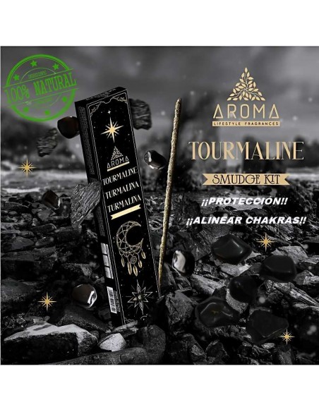Incienso Cristal Turmalina – Purificación Energética con Fragmentos de Turmalina Negra