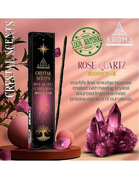 ncienso de Cuarzo Rosa Smudge Kit – Aromaterapia y Sanación Energética