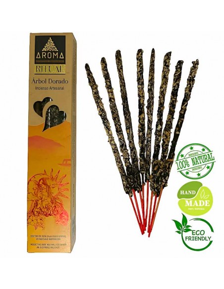Incienso Ritual Árbol Dorado - Incienso Artesanal Enrollado a Mano con Ingredientes Naturales