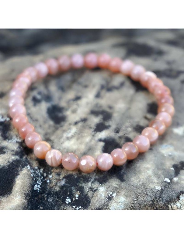 Pulsera ajustable con cuentas de piedra de Sol natural de 6 mm