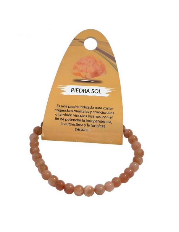 Pulsera ajustable con cuentas de piedra de Sol natural de 6 mm