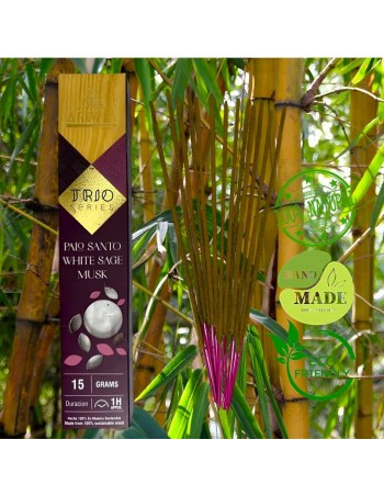 Incienso Trío Palo Santo, Salvia Blanca y Musk – Sinergia Aromática para el Bienestar