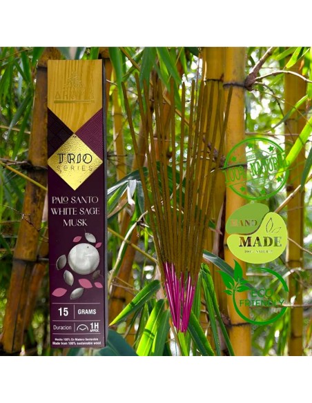 Incienso Trío Palo Santo, Salvia Blanca y Musk – Sinergia Aromática para tu Bienestar