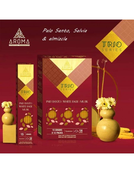 Incienso Trío Palo Santo, Salvia Blanca y Musk – Sinergia Aromática para tu Bienestar