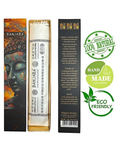 Incienso Banjara Buddha Harmony: Aromaterapia Espiritual con Cedro y Frankincense