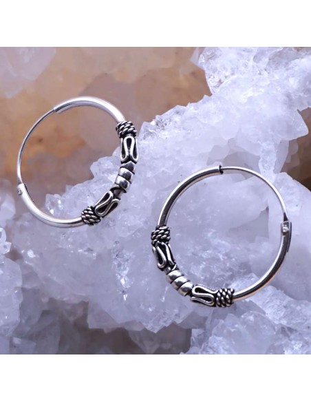 Aros de plata estilo Bali 20mm-Joyería Étnica.