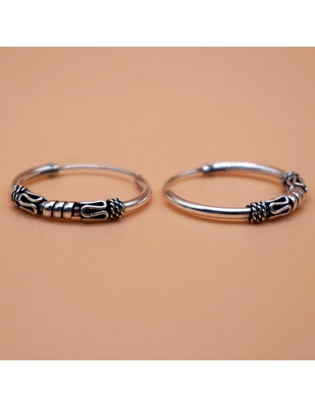 Aros de plata estilo Bali 20mm-Joyería Étnica.