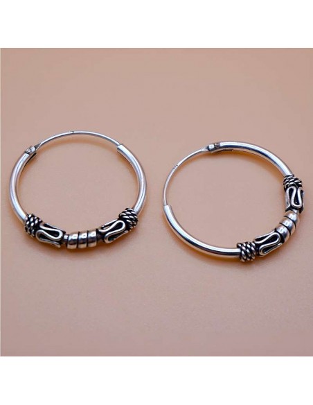 Aros de plata estilo Bali 20mm-Joyería Étnica.