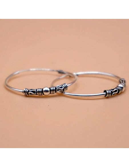 Aros de Plata Bali 25mm – Artesanía Balinesa en Plata 925 con Diseño Étnico