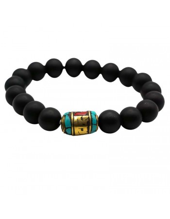 Pulsera de Piedra Shaligram con Dije Tibetano – Protección y Energía Positiva 2