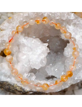 Pulsera Ajustable de Citrino Natural – Cuentas de 6 mm Alegría, Éxito y Bienestar